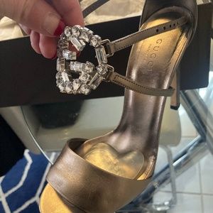 Gucci crystal logo heel